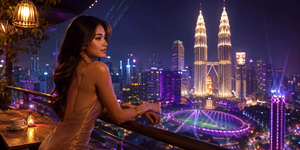 Suasana kasino hiburan spincity99 di Kuala Lumpur dengan meja blackjack